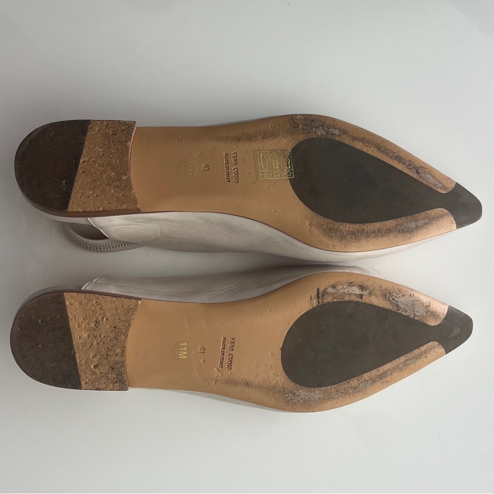 Elegant white Slingback Flats with yellow interior - Picture 2 of 3